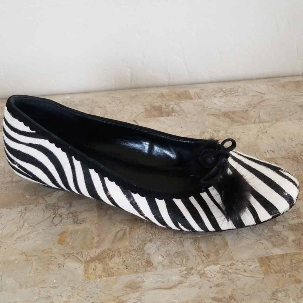 Authentic Cowhide Black & White Zebra Ballet Flats